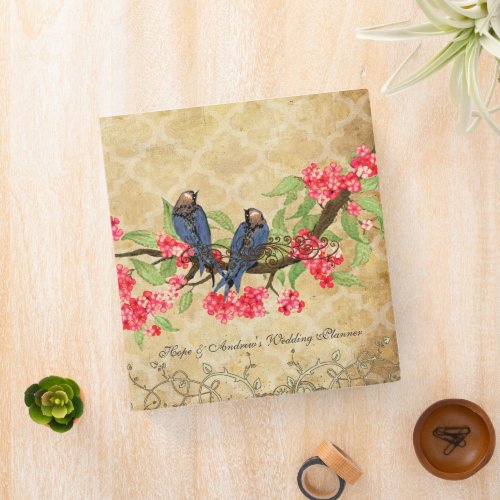 Navy Love Bird Pink Cherry Blossom Binder