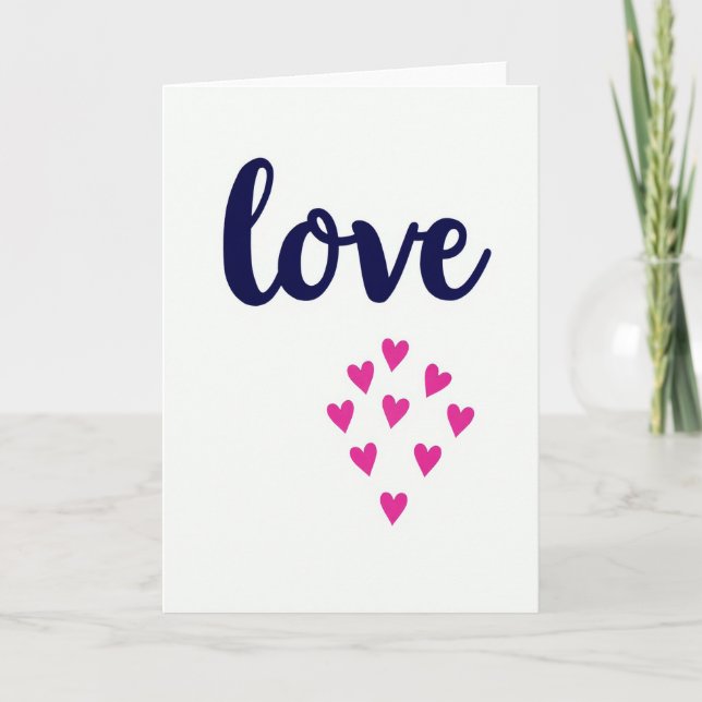 Navy Love Hearts Greeting Card (Front)