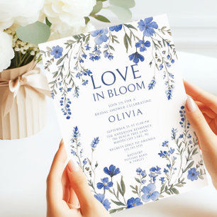 Navy Love in Bloom Bridal Shower Invitation