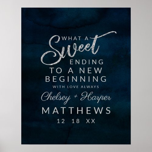 Navy Luster a Sweet Ending Treat Bar Wedding Sign