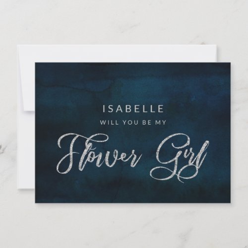 Navy Luster Blue Be our Flower Girl Proposal Card
