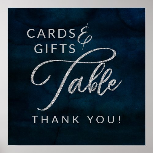Navy Luster Blue Cards  Gifts Wedding Table Sign