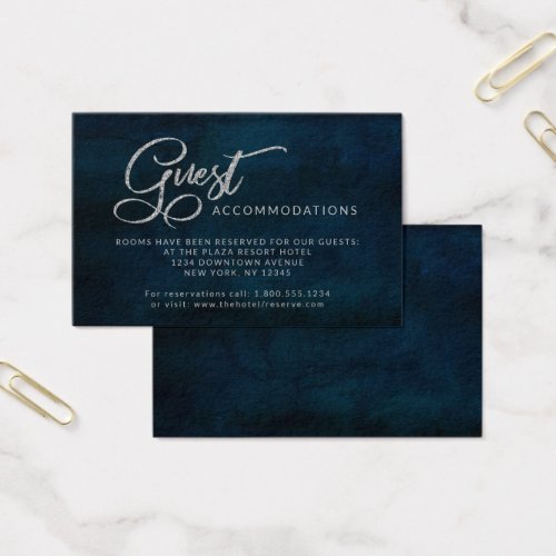 Navy Luster Blue Guest Accommodations Insert Card