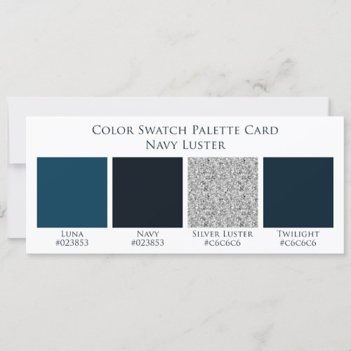 Navy Luster Blue Wedding Color Swatch Palette Card