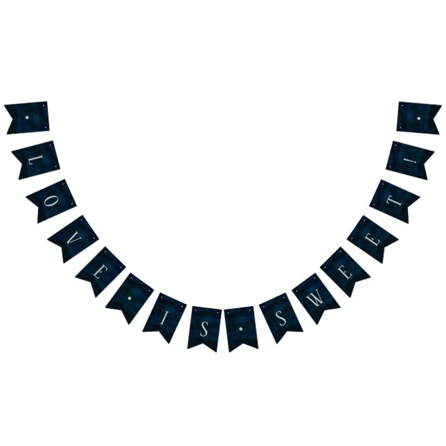 Navy Luster Dark Blue Love is Sweet Wedding Bunting Flags (All)