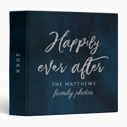 Navy Luster Dark Blue Silver Family Photo Album 3 Ring Binder