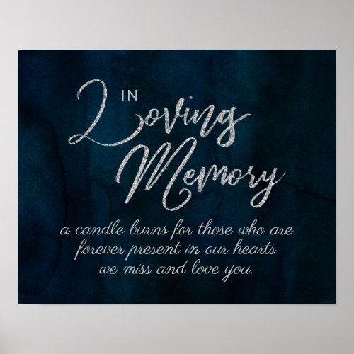 Navy Luster Dark Blue Silver In Loving Memory Sign