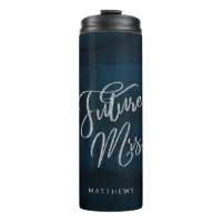 Navy Luster Dark Blue Silver Monogram Future Mrs.
