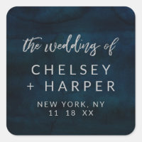 Navy Luster Dark Blue Silver Monogram Wedding