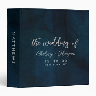 Navy Luster Dark Blue Silver Wedding Photo Album 3 Ring Binder