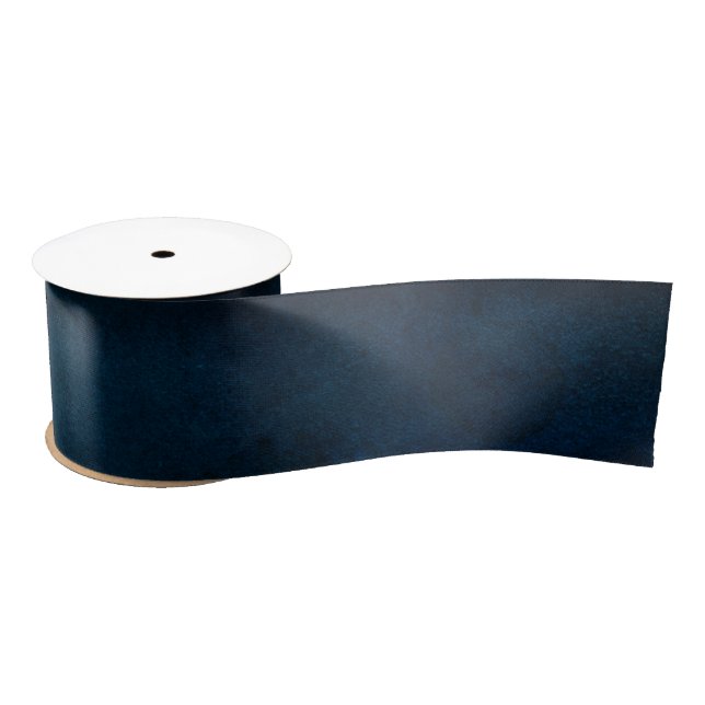 Navy Luster Dark Blue Watercolor Texture Wedding Satin Ribbon (Spool)