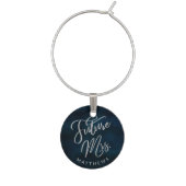 Navy Luster Silver Blue Future Mrs. Personalized Wine Charm (Front)