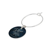 Navy Luster Silver Blue Future Mrs. Personalized Wine Charm (Side)
