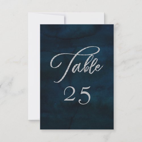 Navy Luster Silver Seating Wedding Table Numbers