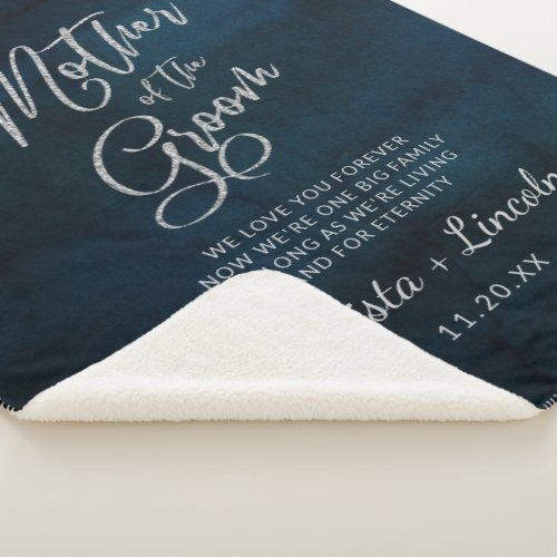 Navy Luster to the Mother of the Groom Quote Sherpa Blanket