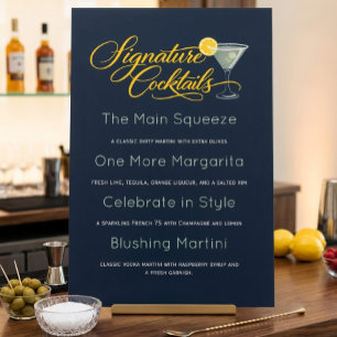 Navy Margarita Martini Cocktail Menu Sign
