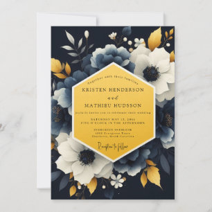Navy Marigold Nocturnal Wedding Invitation