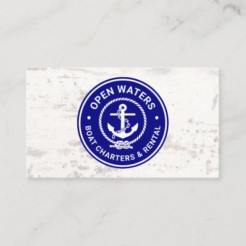 Navy Marina Boat Charter Logo Business Card