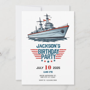 Navy Marine Army Ship Birthday Invitation