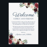 Navy Marsala Floral Wedding Hotel Welcome Cards<br><div class="desc">Use our rustic navy, marsala, and pink flower wedding hotel welcome cards to help welcome your out of town guests and let them know more information about your wedding itinerary. . Use Zazzle's "Personalize this template" tool to enter your wedding ceremony information. If you need to change the placement of...</div>