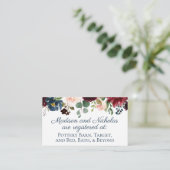 Navy Marsala Floral Wedding Registry Insert Cards (Standing Front)