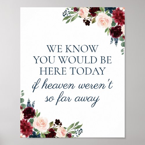 Navy Marsala We Know You Would Be Here Today Sign