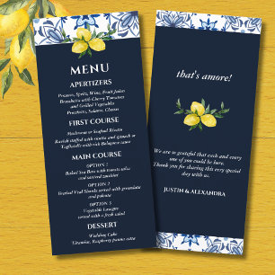 Navy Mediterranean Lemon Italian Wedding Menu