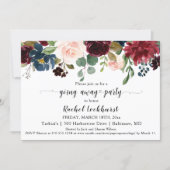 Navy Merlot Floral Bloom Going Away Party Invitation | Zazzle