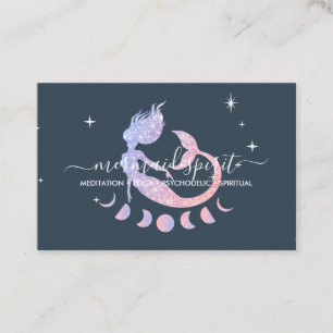 Navy Mermaid spiritual stars moon Business Card