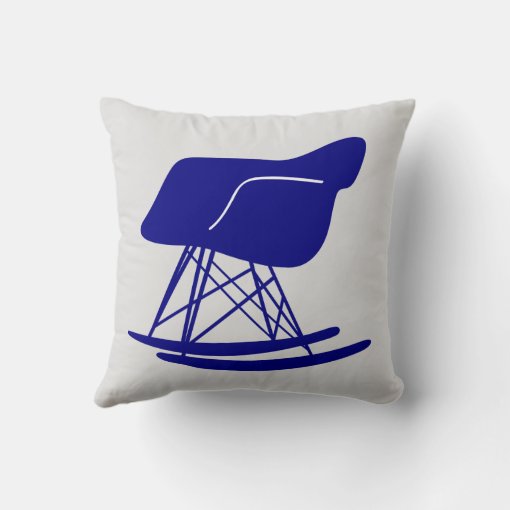 Navy Mid Century Modern Rocking Chair Throw Pillow Zazzle