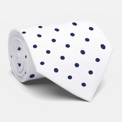 Navy Mini Polka Dot Pattern on White Neck Tie