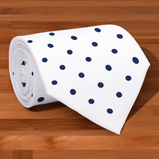 Navy Mini Polka Dot Pattern on White Neck Tie