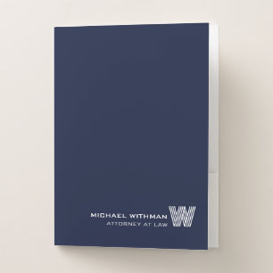 NAVY Minimal Monogram Initial CORPORATE BUSINESS Pocket Folder
