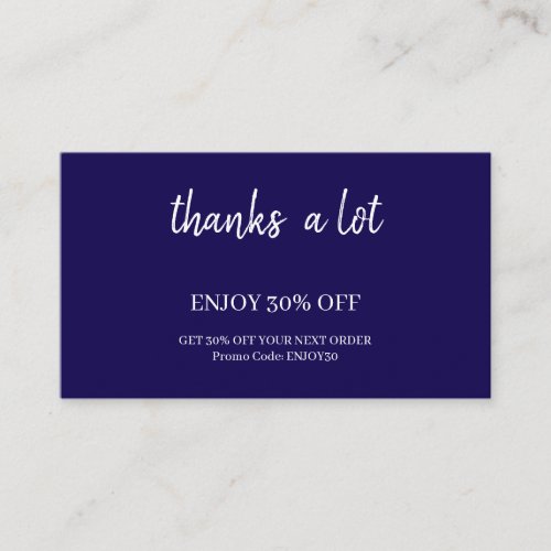 Navy Minimal Thank You Discount Rewards Card