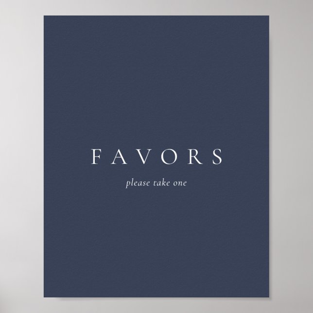 Navy Minimal Wedding Favors Gift Poster (Front)