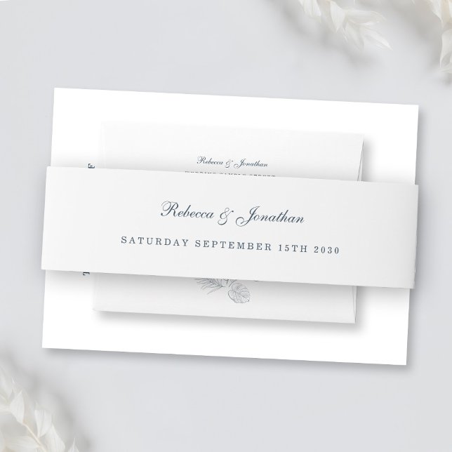 Navy Minimal Wedding Invitation Belly Band (Creator Uploaded)