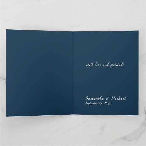 Navy Minimalist Folded Wedding Thank You Card