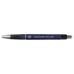 Navy Minimalist Monogram Personalized Pen