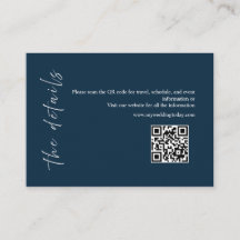 Navy Minimalist Wedding Details Card