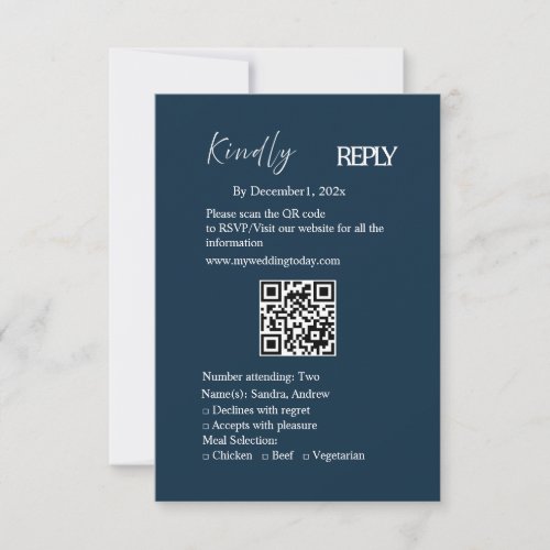 Navy Minimalist Wedding RSVP Card