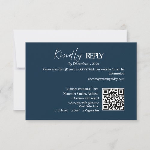 Navy Minimalist Wedding RSVP Card