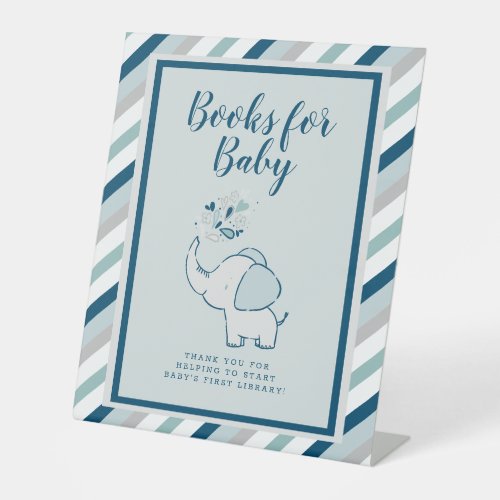 Navy  Mint Books for Baby Elephant Baby Shower Pedestal Sign