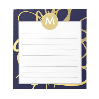 Navy & Mint Brushstrokes Monogram Initial Notepad