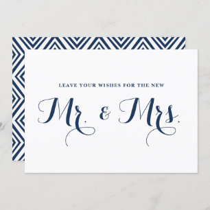 Navy Modern Calligraphy Wishes for Mr. & Mrs. Sign Invitation