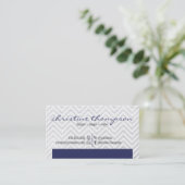 Navy Modern Chevron Professional Business Card (Standing Front)