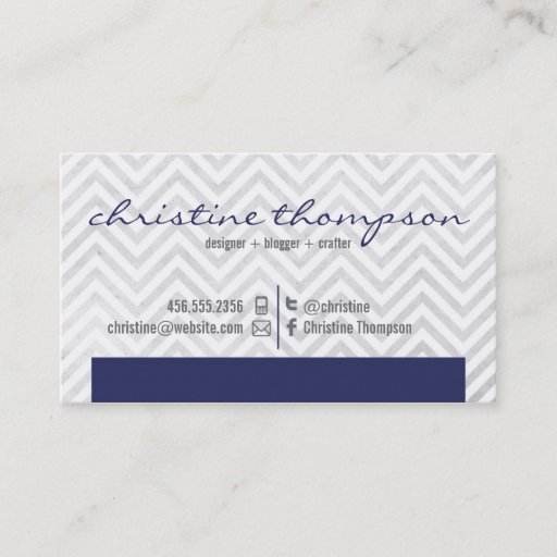 Customizable Navy Modern Chevron Professional Business Card