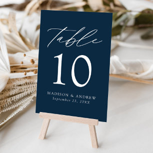 Navy Modern Elegance Wedding Table Number