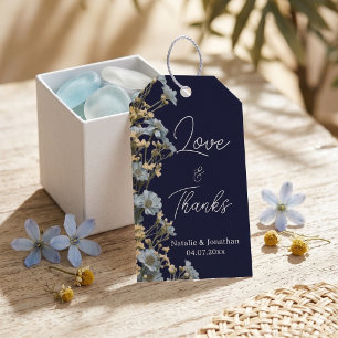 Navy Modern Floral Wedding Thank You  Gift Tags