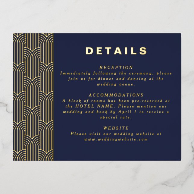 Navy Modern Foil Detail Card (Front)