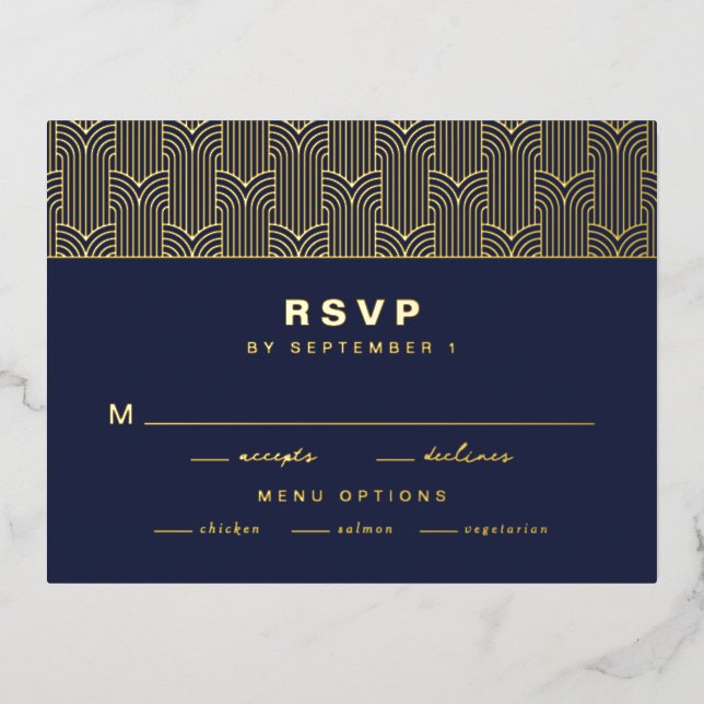 Navy Modern Foil RSVP Card (Front)